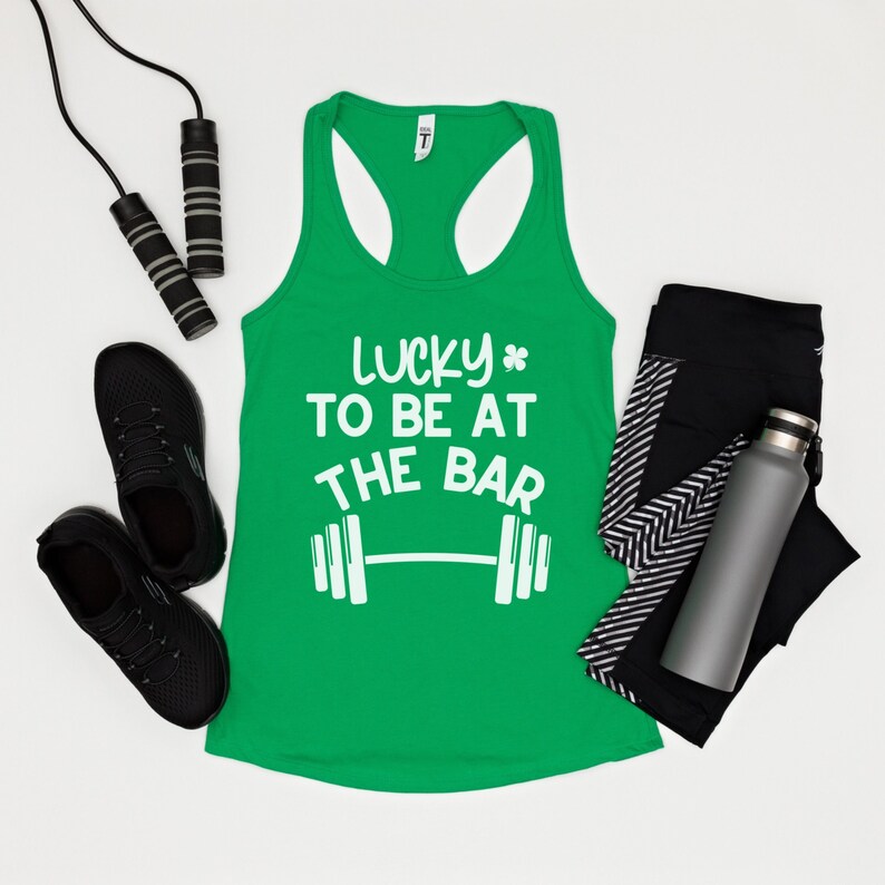 St Patricks Day Fitness Tank, Irish Tank Top, Lucky To Be At the Gym, St Pattys Gym Tank, Workout Tank Top, Girvanator, Womens St Paddys image 1