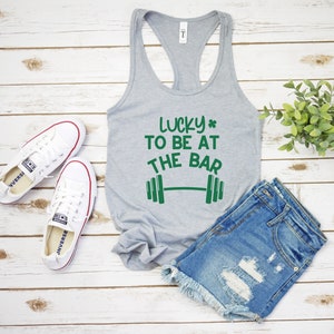 St Patricks Day Fitness Tank, Irish Tank Top, Lucky To Be At the Gym, St Pattys Gym Tank, Workout Tank Top, Girvanator, Womens St Paddys image 3