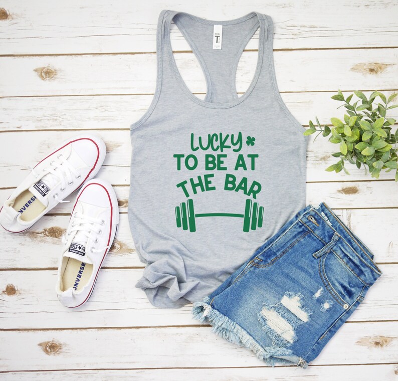 St Patricks Day Fitness Tank, Irish Tank Top, Lucky To Be At the Gym, St Pattys Gym Tank, Workout Tank Top, Girvanator, Womens St Paddys image 3