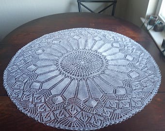 Round white tablecloth doily 33 inches (84 cm) diameter