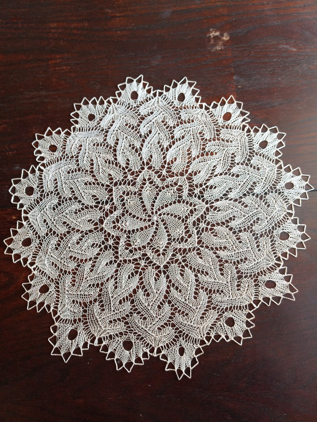 Round Beige Hand Knitted Lace Doily Tablecloth Cotton Boho Etsy Canada