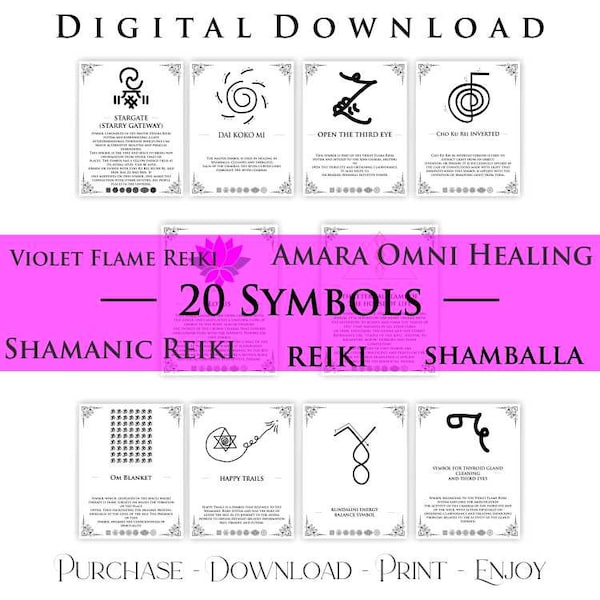 20 Symbols, Reiki, Shamballa, Amara Omni Healing, Shamanic Reiki, Violet Flame Reiki