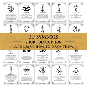 May include: A printable chart featuring 30 black and white symbols, each with a brief description. The chart is titled "30 Symbols Short Description and Learn How to Draw Them".