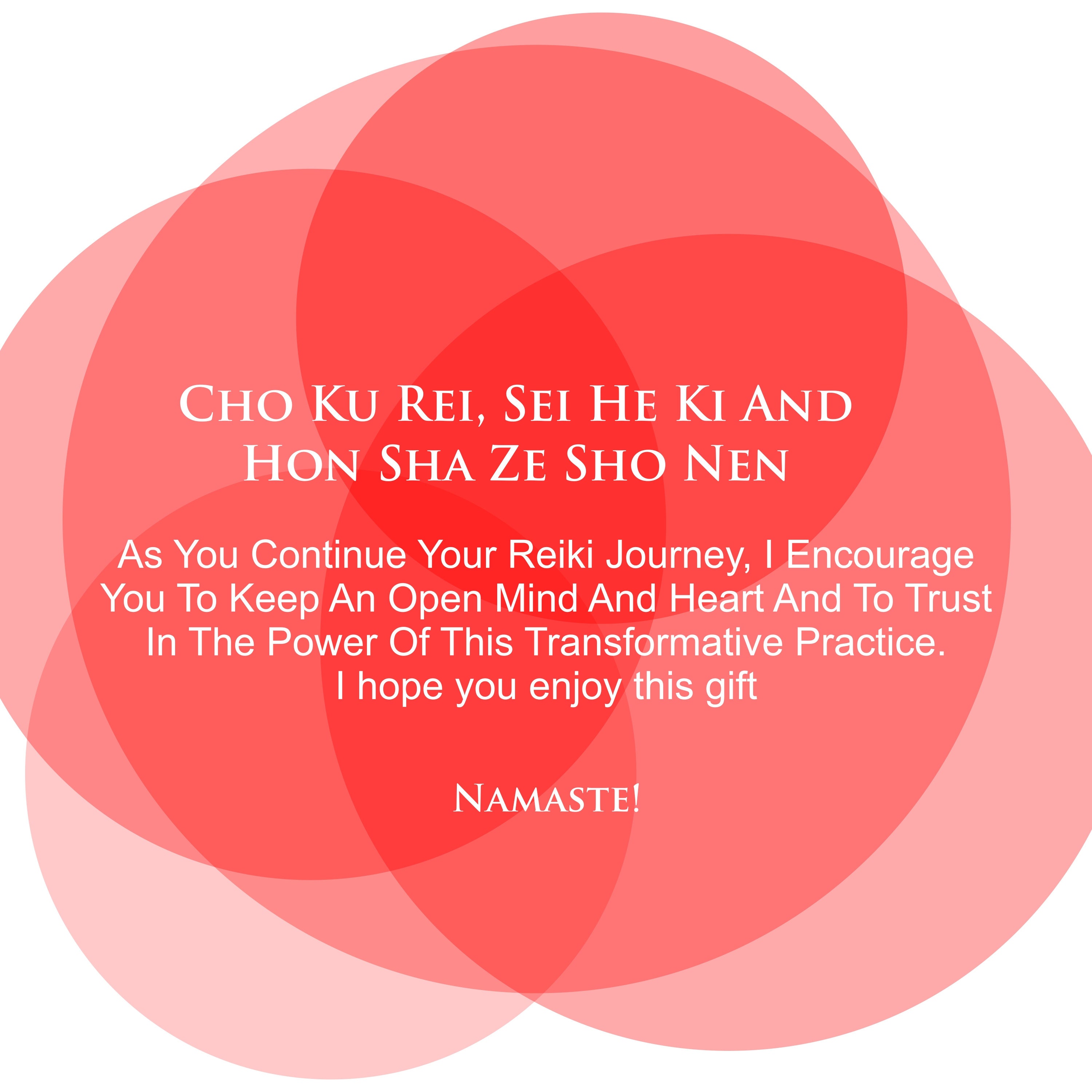 3 つのレイキ シンボル - Cho Ku Rei、sei He Ki、Hon Sha Ze Shonen