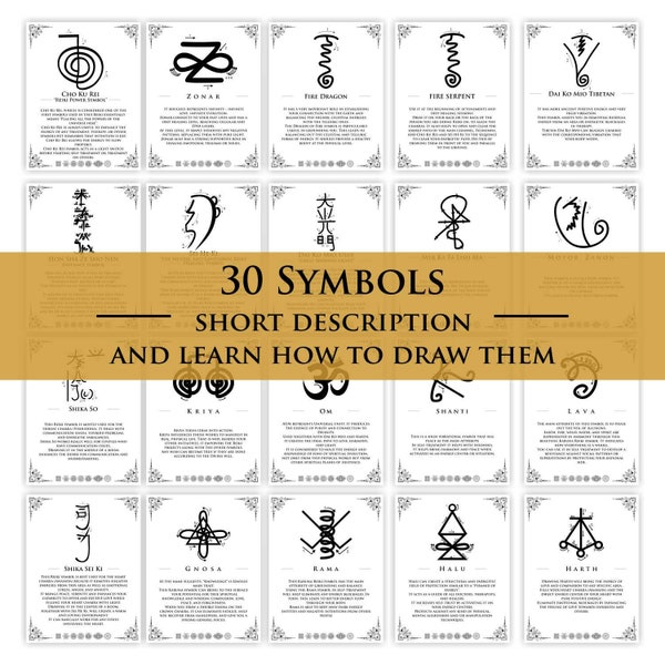 Reiki Symbols Digital Download Bundle - 30 Symboles, Chakras, Karuna, Shamballa, Fichiers JPG