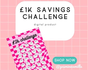 Smiley Savings Tracker voor digitale pot of contante envelop - Digitale download ROZE