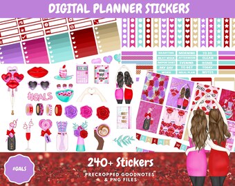 Planner Stickers, Valentines Stickers, Digital Clipart Stickers, Weekly Stickers Kit, Precropped Goodnotes Stickers, Best Friends Stickers