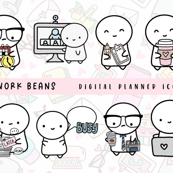 Office Work Digital Planner Stickers, GoodNotes Stickers, Pre-Cropped PNG, Emoticon, Business, Career, Professional Journal Stickers