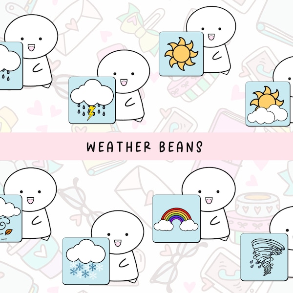 Weather Icon Emoticon | Hand Drawn Doodles | Bullet Journal Stickers | GoodNotes Digital Planner Stickers | Weather Planner Stickers |