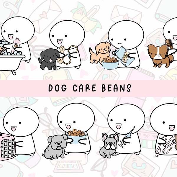 Dog Care Icon Stickers | Dog Care Doodles | GoodNotes Digital Planner Sticker | Bullet Journal Emoticon Sticker | Bath Walk Vet Food Sticker