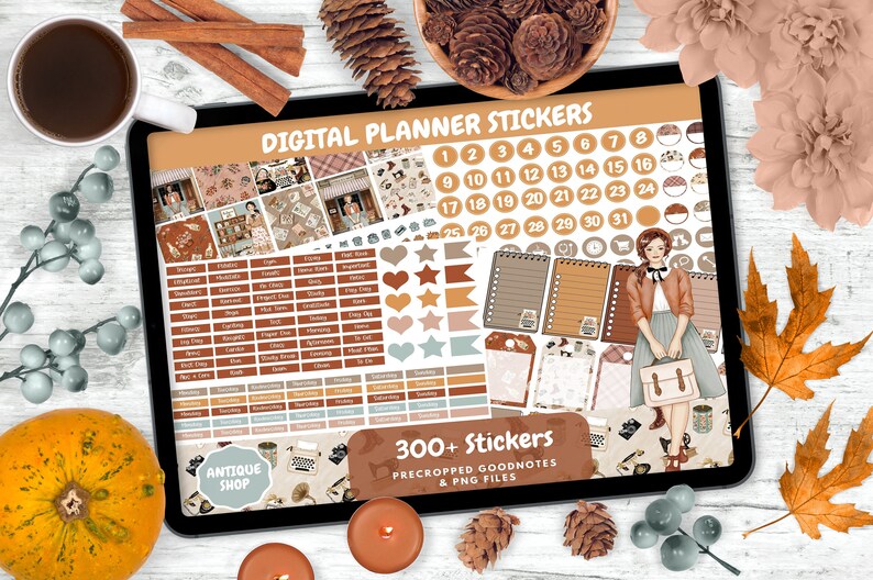 Vintage Digital Planner Stickers for Goodnotes Fall Antique Etsy