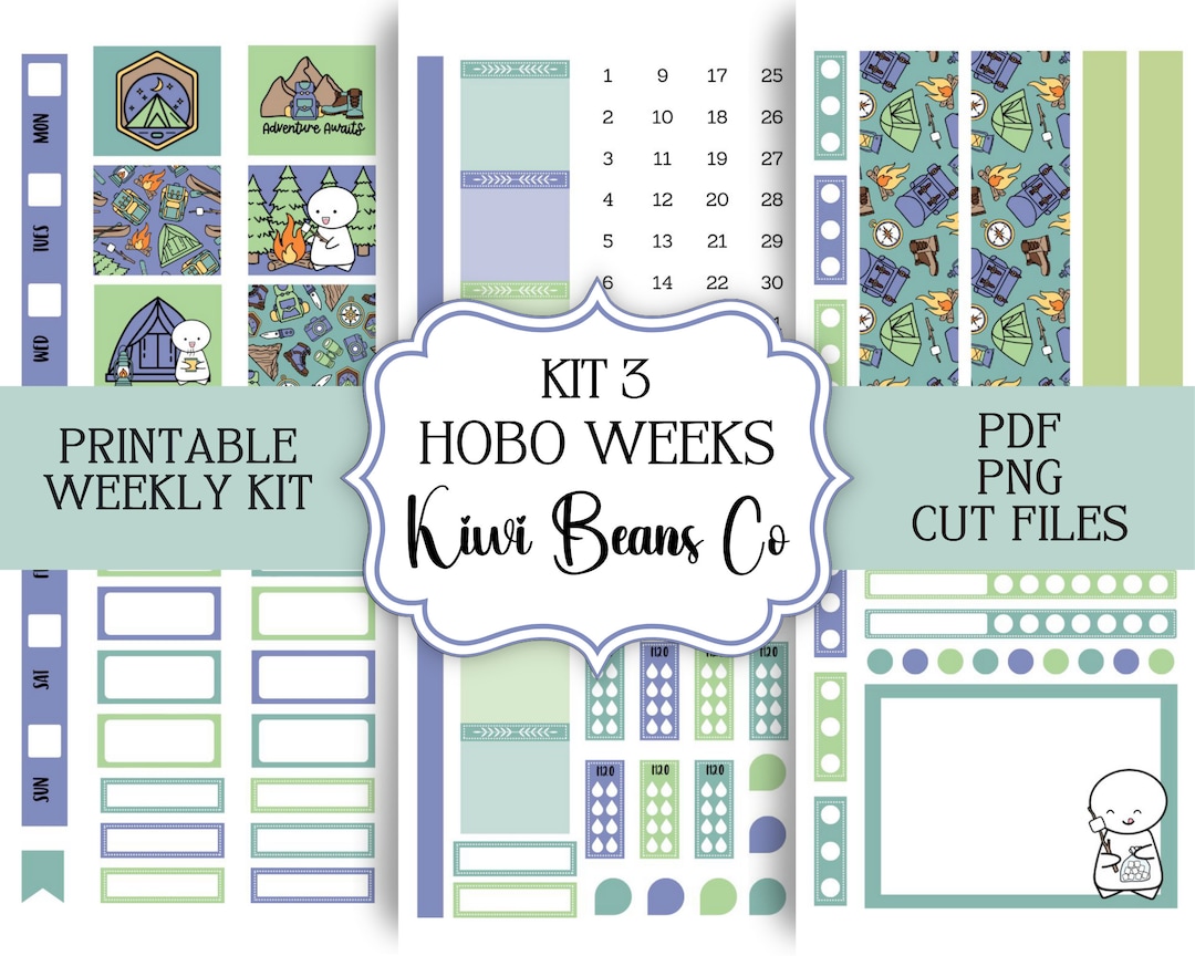 Printable Hobonichi Weeks Stickers, Camping Hobo Weeks Stickers, Summer ...