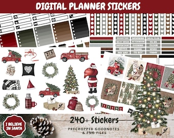 Christmas Stickers, Planner Stickers, Digital Goodnotes Stickers, Holiday Stickers, Winter Planner Stickers, December Weekly Sticker Kit