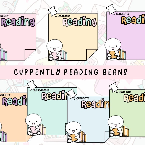 Currently Reading Stickers | Emoticon Sticky Notes| GoodNotes Digital Planner Sticker Icons | Reading Icons | Pastel Reading Clipart