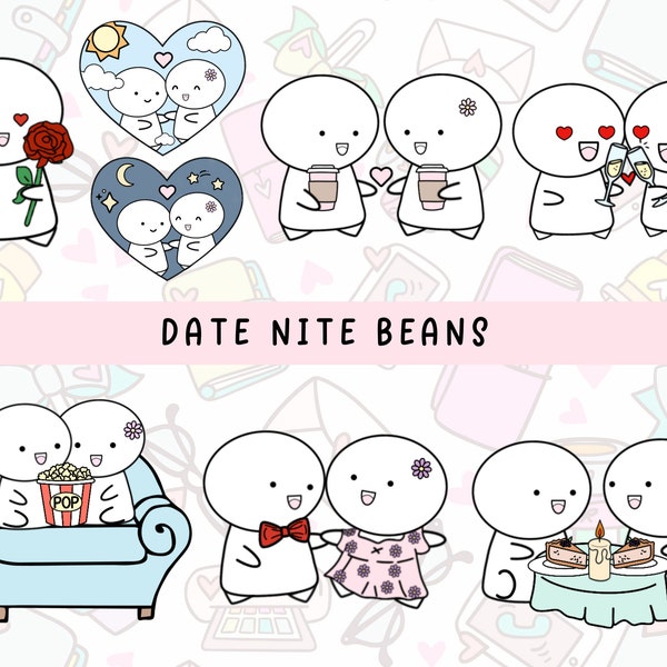 Date Night Icon Stickers | GoodNotes Digital Planner Sticker | Bullet Journal Emoticon Sticker | Eating out Dinner Couples Doodle Stickers