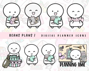 Planner Icon Stickers | GoodNotes Digital Planner Sticker | Bullet Journal Emoticon Sticker | Planning Reminder Sticker| Doodle Stickers