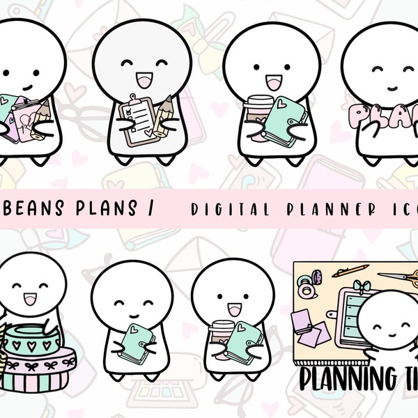 Planer Icon Sticker | GoodNotes Digital Sticker | Bullet Journal Emoticon Sticker | Planungserinnerung Sticker| Doodle Sticker