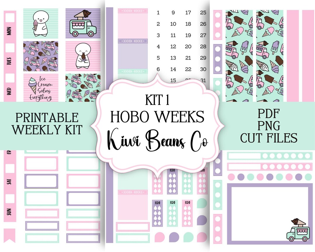 Summer Hobonichi Printable, Printable HOBONICHI Weeks Stickers, Ice ...