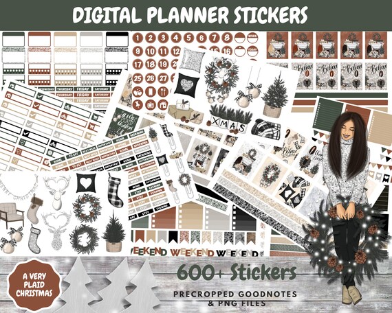 Holiday 2 Digital planner stickers for GoodNotes, PNG holiday stickers