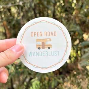 OPEN ROAD WANDERLUST sticker, outdoor sticker, Travel sticker, water bottle sticker, Stickers, wanderlust sticker