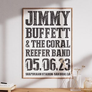 Jimmy Buffett Personalized Concert Poster, Parrot Head Gift, Jimmy Buffett Digital Print, Favorite Concert Poster, Fins Up, Margaritaville