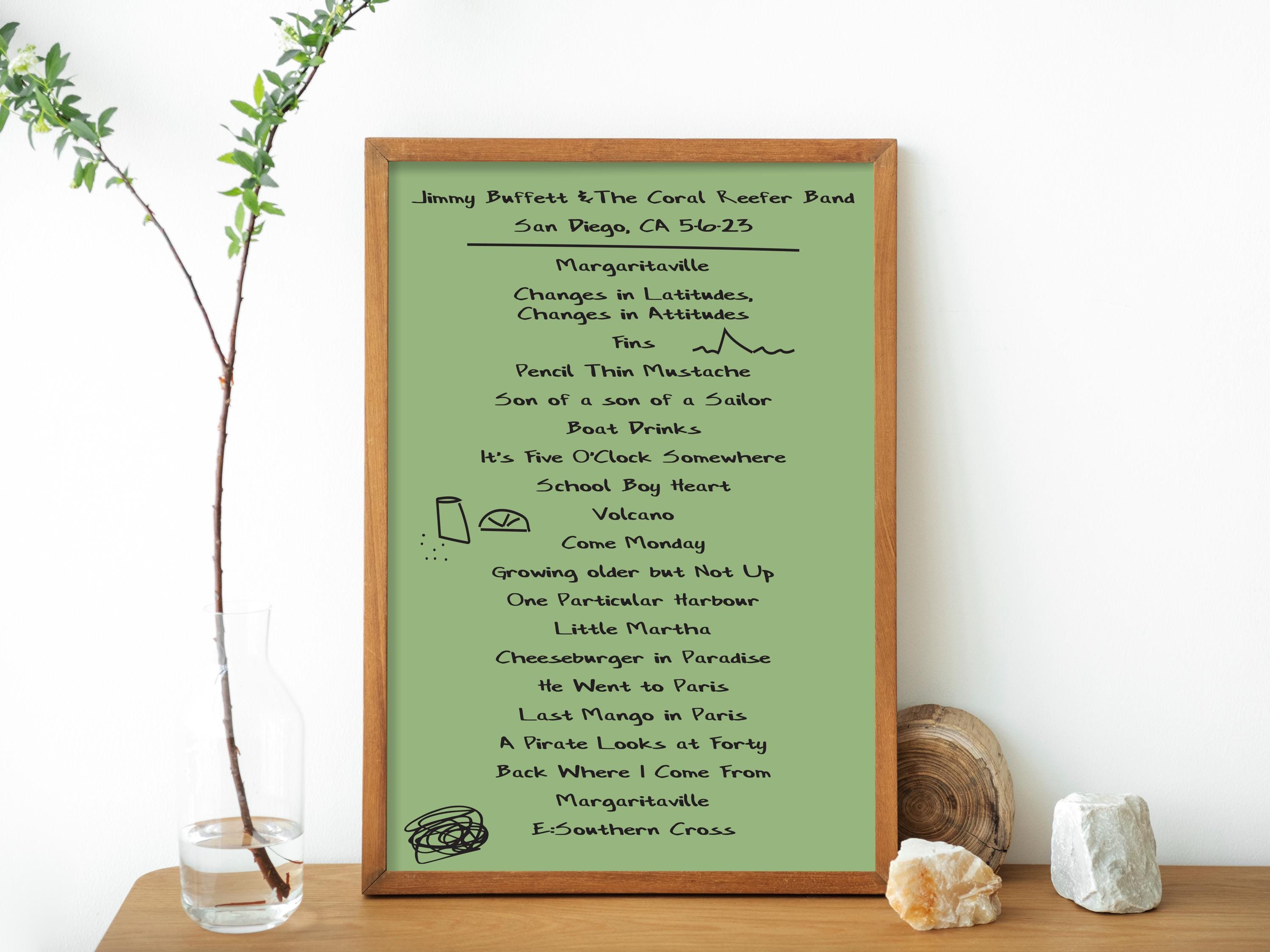 Jimmy Buffett Custom Setlist Poster, Parrot Head Gift, Jimmy Buffett ...