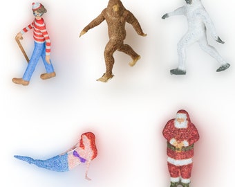 HO Scale Fantasy Figure Set – Waldo, Sasquatch, Yeti, Santa, Mermaid