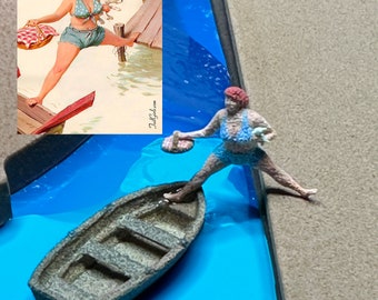 Hilda HO Scale Figure with Boat  Pinup Bikini 1950's Duane Bryers