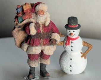 Set Santa Claus | Snow Man Figures O  and HO Scale 1/48 1/87