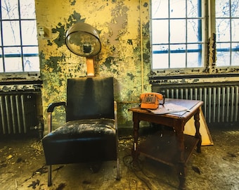 Abandoned photo print, Old hair salon