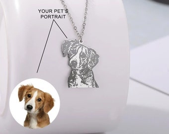 Personalised Dog Face Necklace, Custom Dog Necklace Pet Jewellery Pet Memorial Gift Christmas Gift for Her Gift for Dog Lovers Cat Necklace