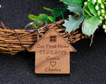 Our First Home Couples Keyring, Personalised House Warming Key Chain, Moving House Gift, New Home Keyrings, His & Hers Homeowner