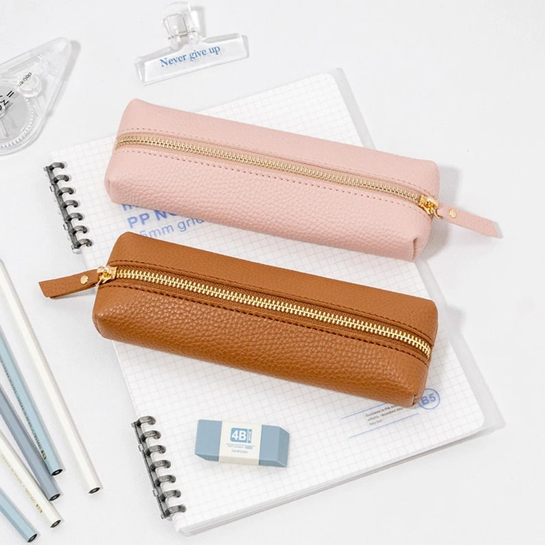 Personalised Monogram Pencil Case, Custom Pencil pouch, Pen case, Aesthetic pouches, Leather pen bag, Mother days gift, Gift for Mum image 5