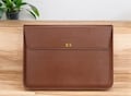 Personalised Leather Laptop Case 13" 15 Inch Compatible with MacBook Sleeve Corporate Gift name initials cover Stand bag Crocodile Gift her product logo