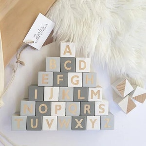 Blocos de nomes de bebês, decoração de berçário, presente personalizado para bebês, menina, blocos de letras de madeira, prateleiras de berçário, rosa empoeirado, inicial de berçário