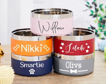 Personalized Dog Bowl Custom Dog Feeder Bowls Insulated Stainless Steel Pet Bowl with Name Food Bowl Water Bowl Cat Bowls Pet Dog Cat Gifts