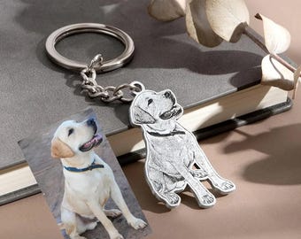 Llavero personalizado para perro, llavero personalizado con foto de mascota, llavero personalizado para gato, llavero conmemorativo para mascota, llavero con retrato de mascota con grabado de texto.