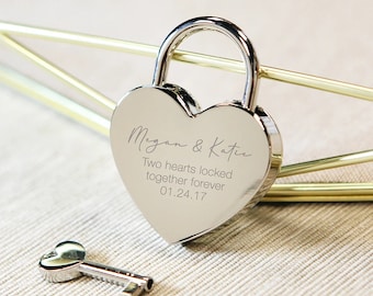 Custom Padlock, Two Hearts Locked in Love, Personal Heart Lock, Wedding Gifts, Anniversary gift for Boyfriend, Engraved Gift for Boyfriend
