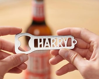 Personalised Bottle Opener, Custom Beer Opener Keyring, Engraved Personalized Gift for Men, Him