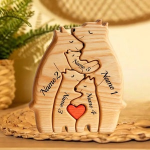 Wooden Bear Family Puzzle 3 Person Animal Figurines Family Keepsake Gifts Gift for Parents Engraved Name Family Puzzle Valentines Day Gifts image 8