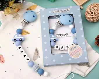 Gepersonaliseerde dummy clip, Siliconen dummy clip Dummy Baby fopspeenketting Fopspeenhouder Baby shower cadeau, Baby accessoires Baby aandenken cadeau