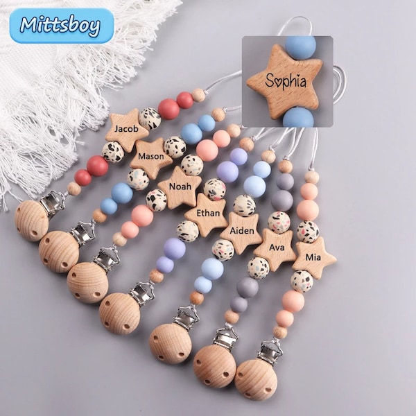 Personalised dummy clip, Silicone dummy clip Dummy Baby pacifier chain Pacifier holder Baby shower gift, Baby accessories Baby keepsake gift