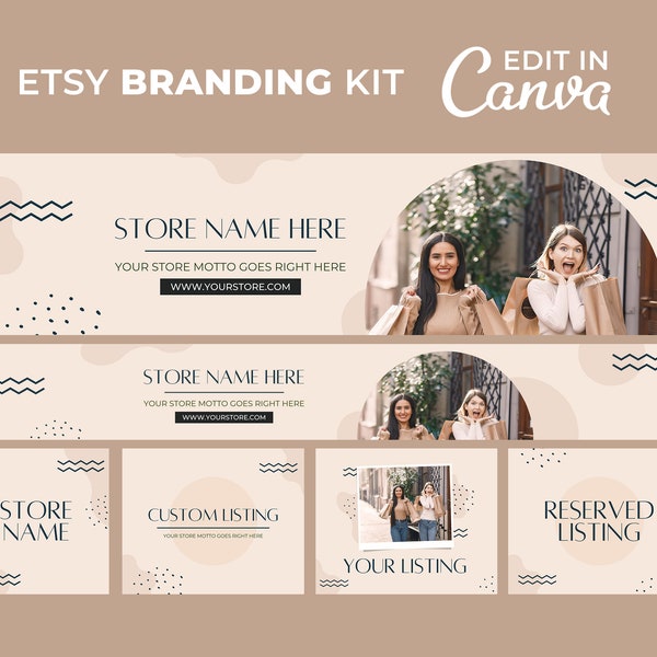 Boho Etsy Shop Kit, Boho Etsy Shop Branding Kit, Etsy Shop Banner Set, Etsy Shop Branding Kit, Boho Etsy Banner, Canva Template, Etsy Cover