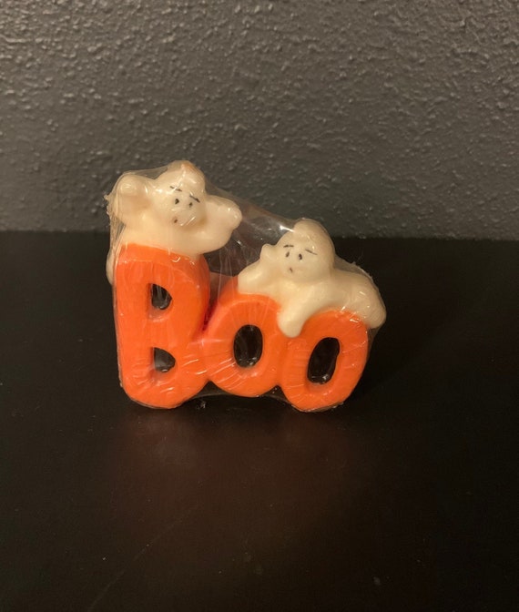 Vintage Halloween Ghost Boo Candle - Vintage Halloween Candle - Ghost Candle - Shaped Candle - Retro Halloween Candle - BOO - New, Old Stock