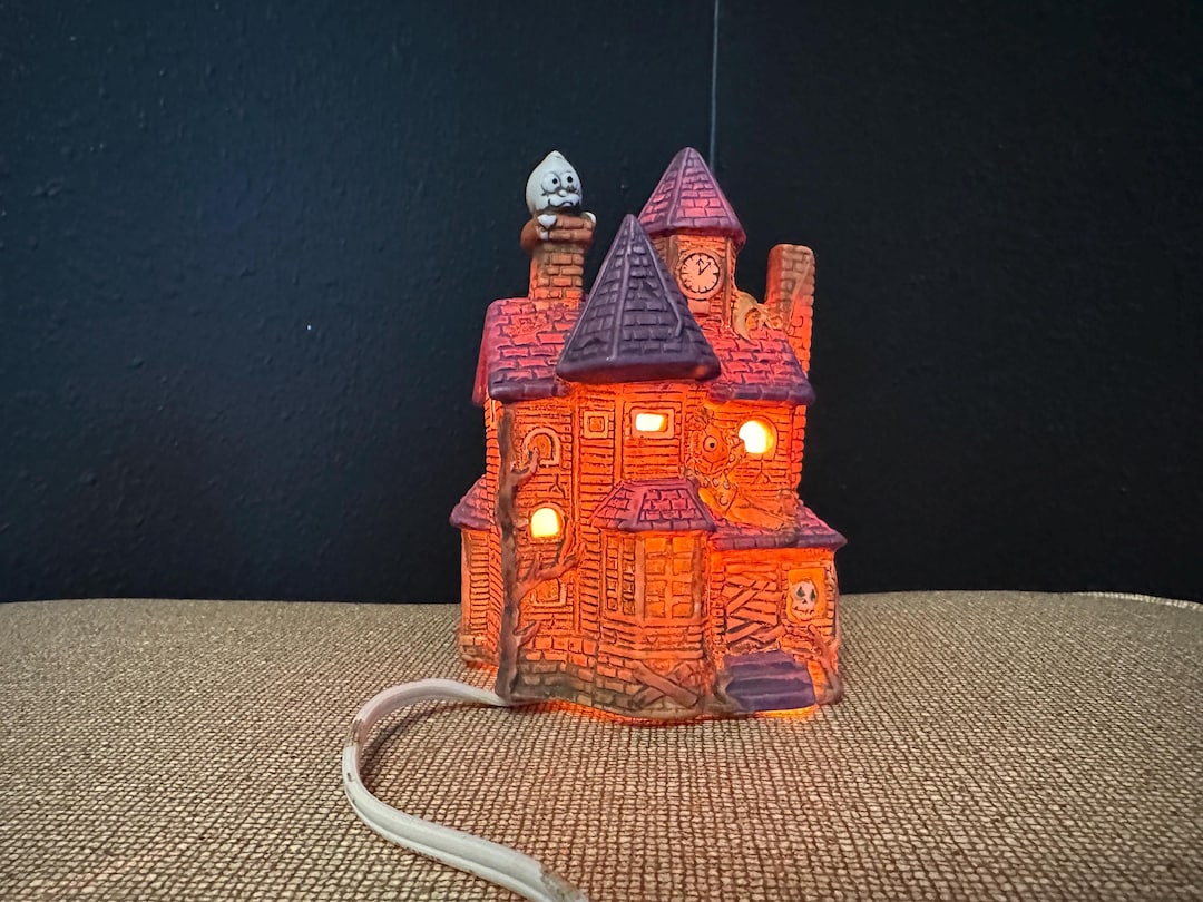 Vintage Lighted Halloween Haunted House Decoration - Etsy
