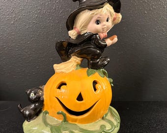 Vintage Ceramic Halloween Witch Figurine
