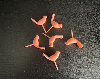 Vintage Plastic Bird Cupcake Picks - 50s-60s Cake Toppers