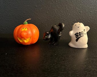 Vintage Halloween Candles - Spooky Pumpkin, Cat & Ghost Set