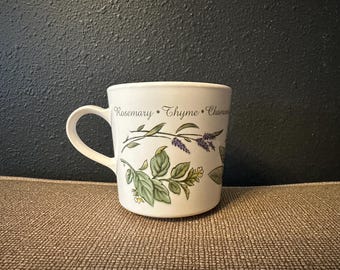 Vintage Corelle Coordinates Thymeless Herbs Stoneware 8 oz Coffee Cups -