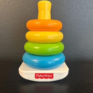 Vintage Fisher Price 5-Ring Stacker Toy - Colorful Baby Rattle